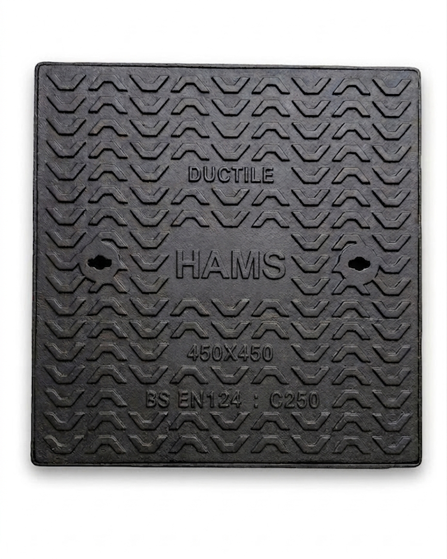 C250: 450mm x 450mm Clear open Double seal Ductile-iron Manhole cover with frame - 250Kn (25 Tonne) — HAMS ENGINEERING (PVT) LTD